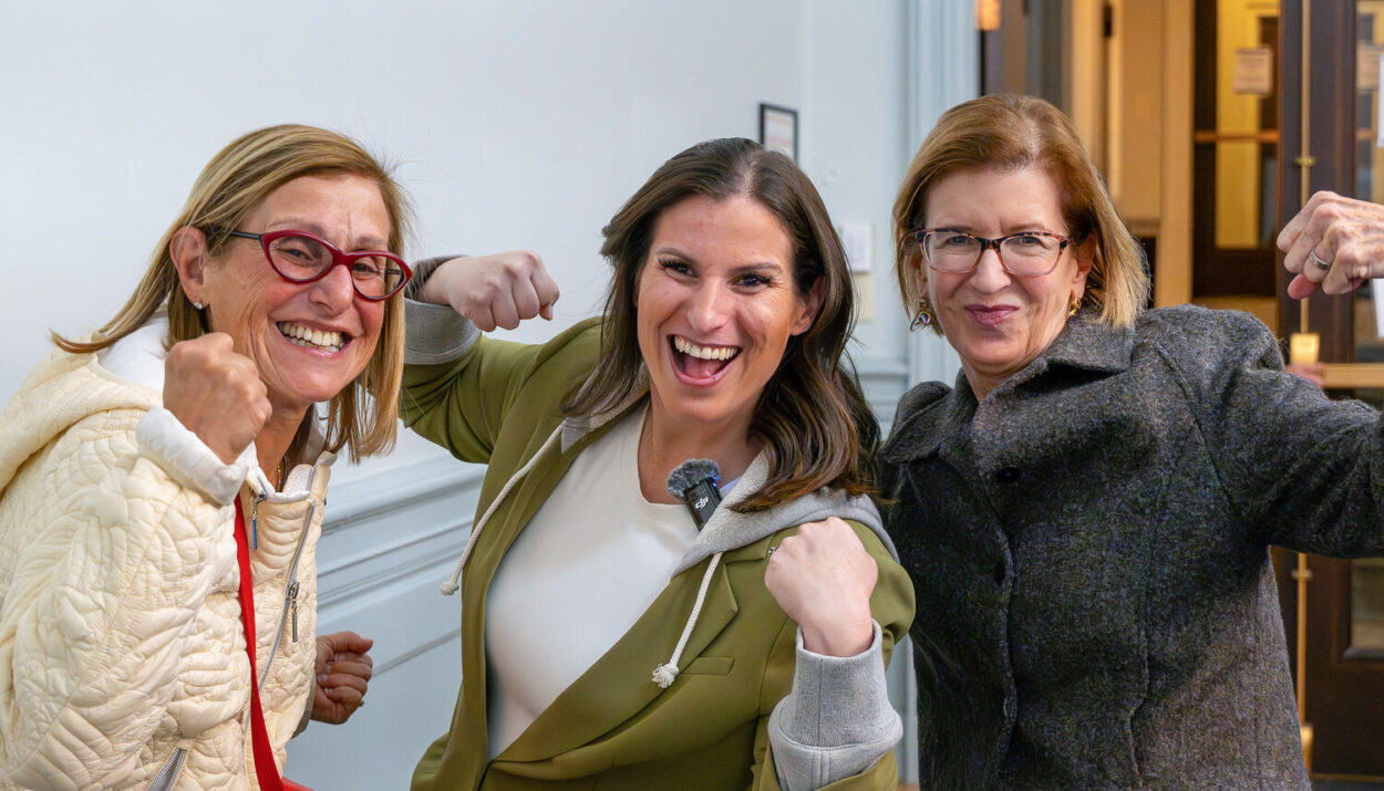 Kalver with Cranston residents Bari Harlam and Meredith Curren, co-founders of TroubleMakers for Good - Submitted photo.